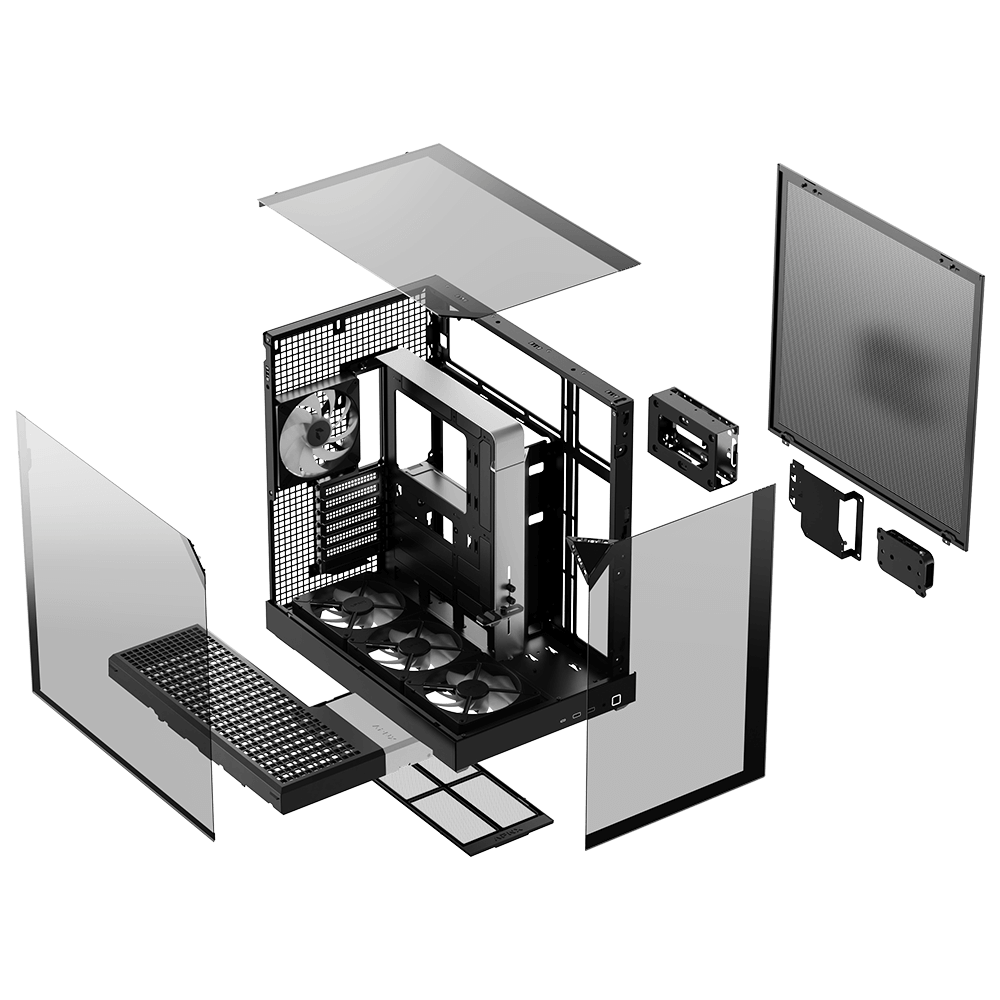 APNX V2 Black premium PC case for high-performance systems - كيس