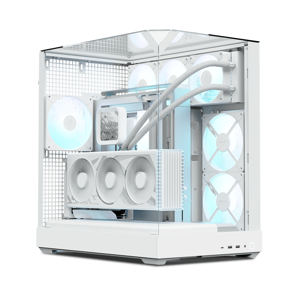 APNX V2 White premium PC case for high-performance systems - كيس أبيض