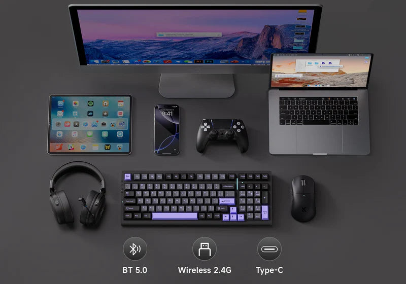 MCHOSE G98 Pro Black Flame Orange Switch Wireless Tri-Mode Custom Mechanical Gaming Keyboard - كيبورد ميكانيكي