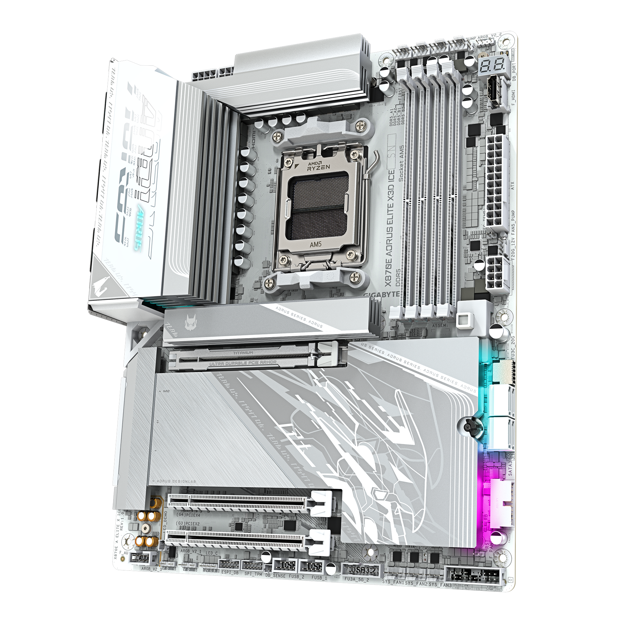 Gigabyte X870E Aorus Elite X3D ICE WiFi7 DDR5 AM5 AMD ATX Gaming Motherboard - اللوحة الأم