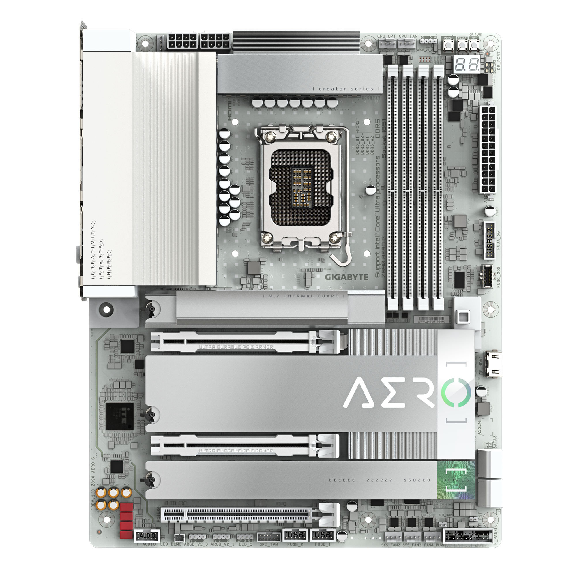 GIGABYTE Z890 AERO G Motherboard, LGA 1851, ATX, DDR5, WIFI7, White - اللوحة الأم