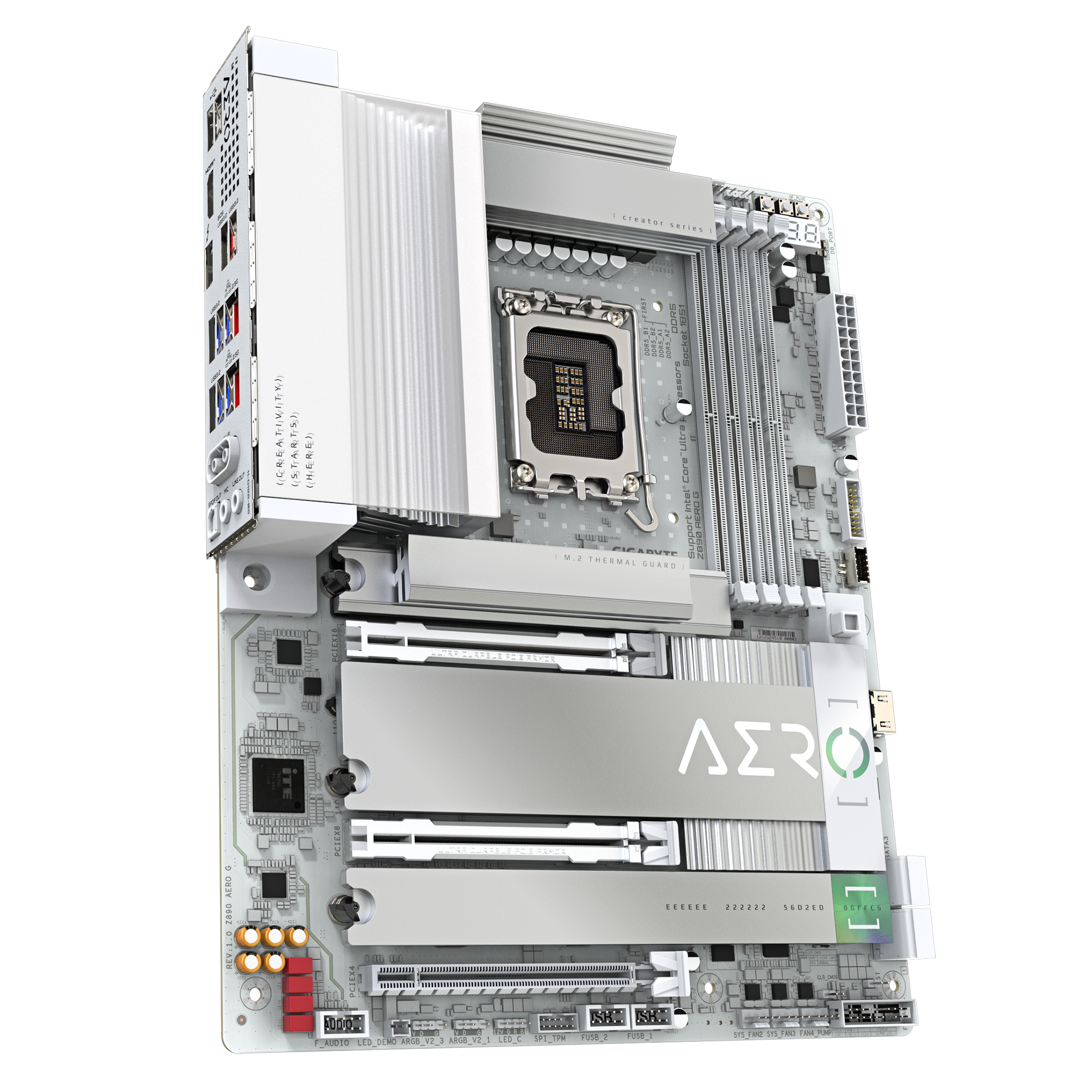 GIGABYTE Z890 AERO G Motherboard, LGA 1851, ATX, DDR5, WIFI7, White - اللوحة الأم