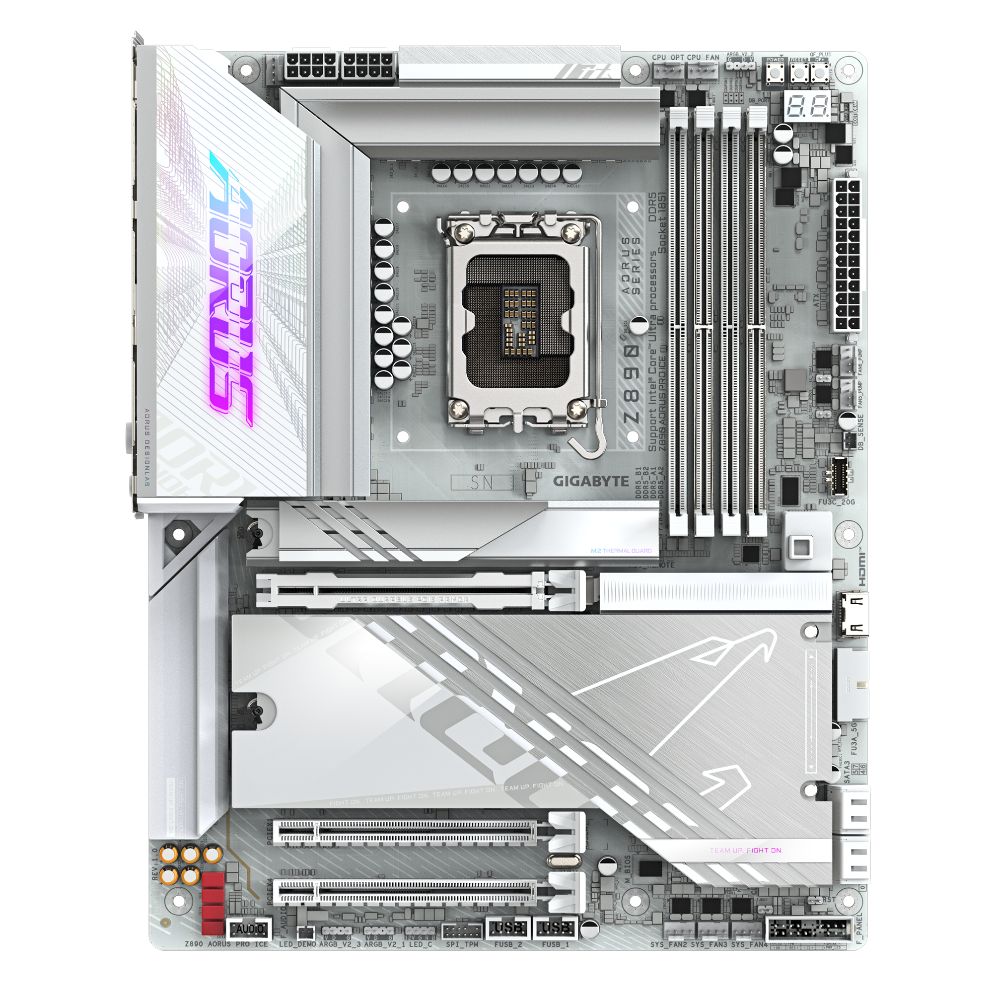 Gigabyte Z890 AORUS PRO ICE, LGA 1851 ATX Motherboard, DDR5, Wi-Fi 7, White - اللوحة الأم