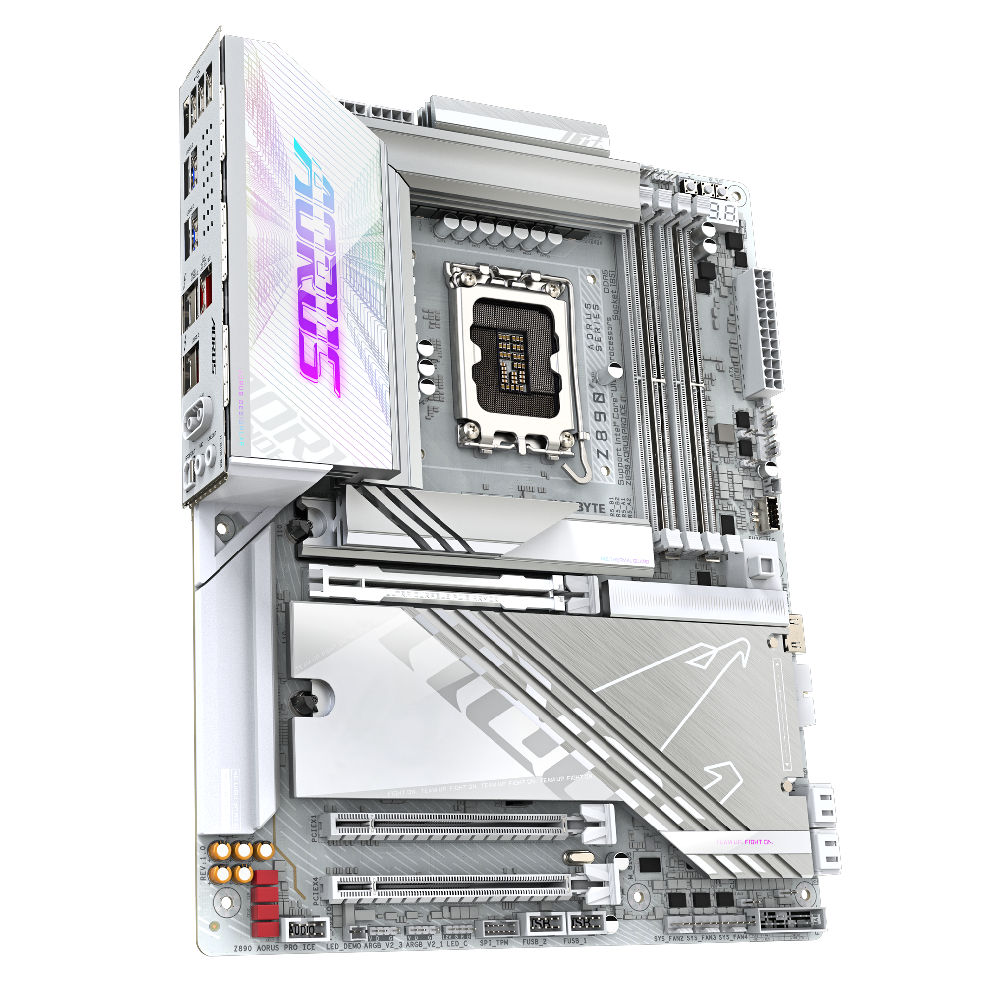 Gigabyte Z890 AORUS PRO ICE, LGA 1851 ATX Motherboard, DDR5, Wi-Fi 7, White - اللوحة الأم
