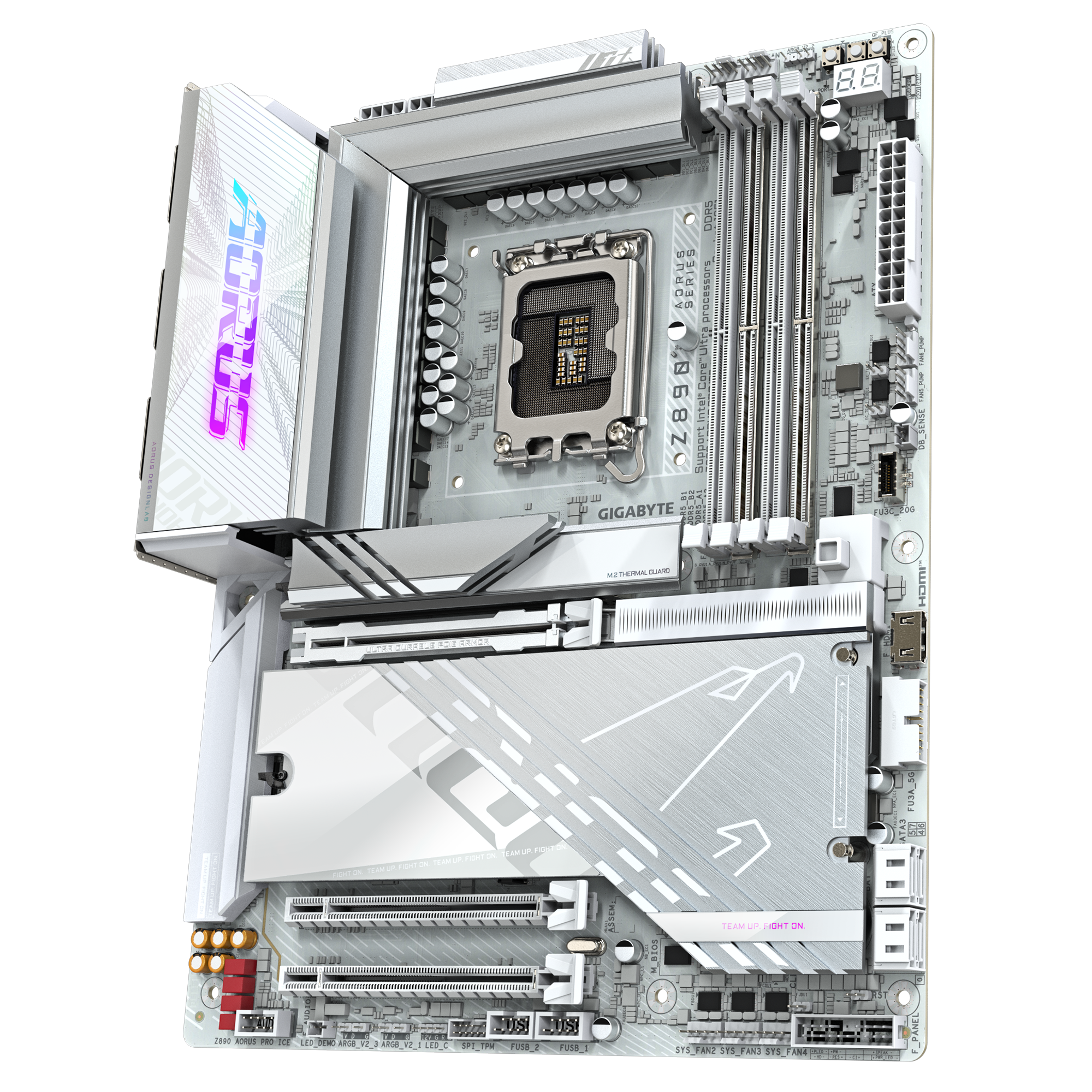 Gigabyte Z890 AORUS PRO ICE, LGA 1851 ATX Motherboard, DDR5, Wi-Fi 7, White - اللوحة الأم