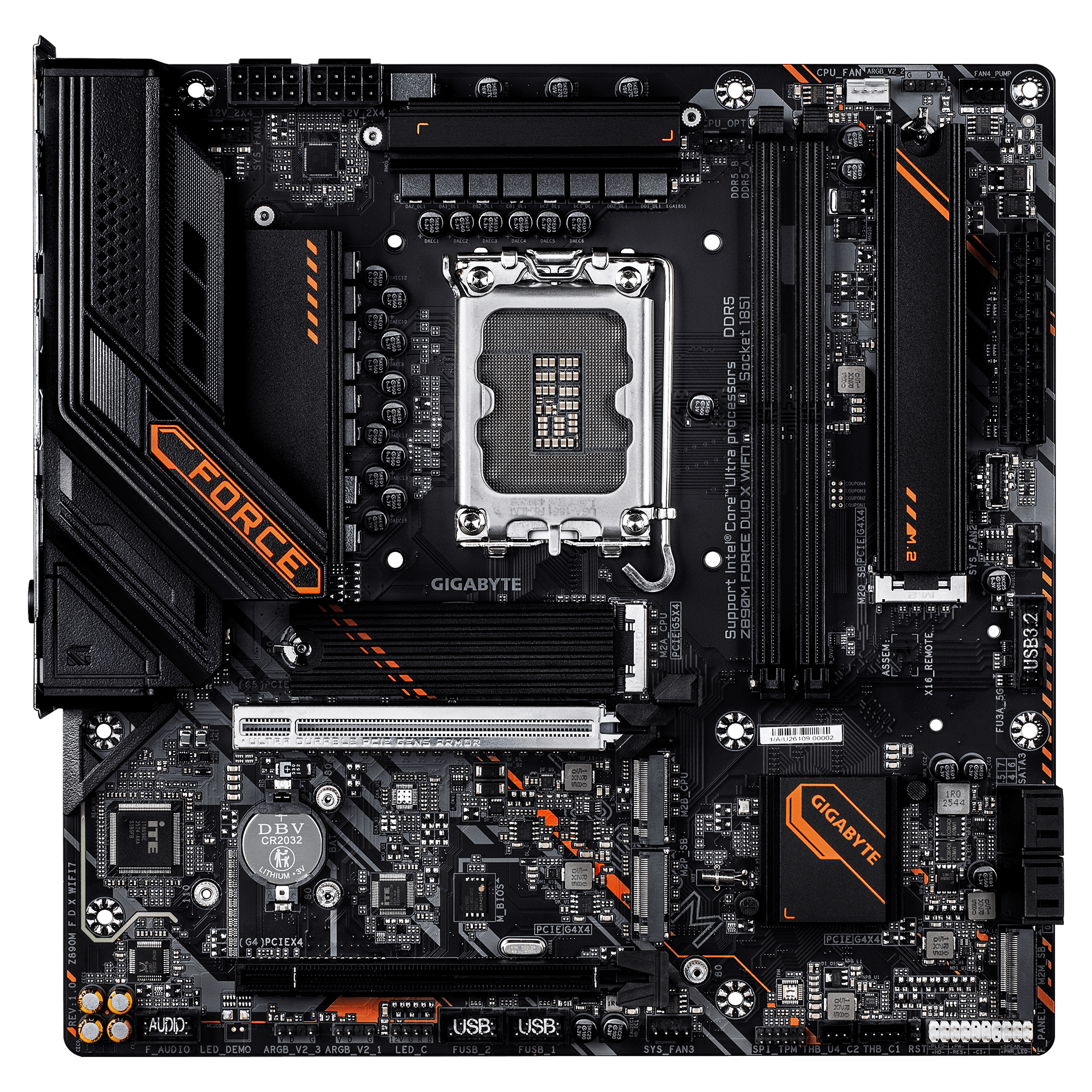 GIGABYTE Z890M FORCE DUO X WIFI7 LGA1851 Micro-ATX Motherboard (DDR5, PCIe 5.0, Wi-Fi 7, 5GbE) - لوحة الأم
