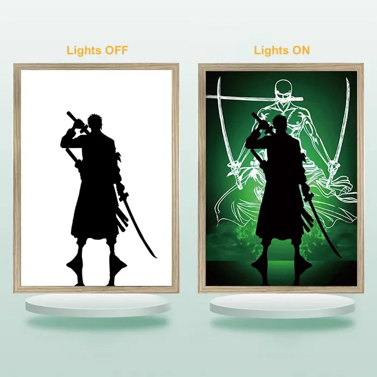 Zoro Shadow Light Art One Piece Frame LED Light - اطار شخصية زورو مضيء
