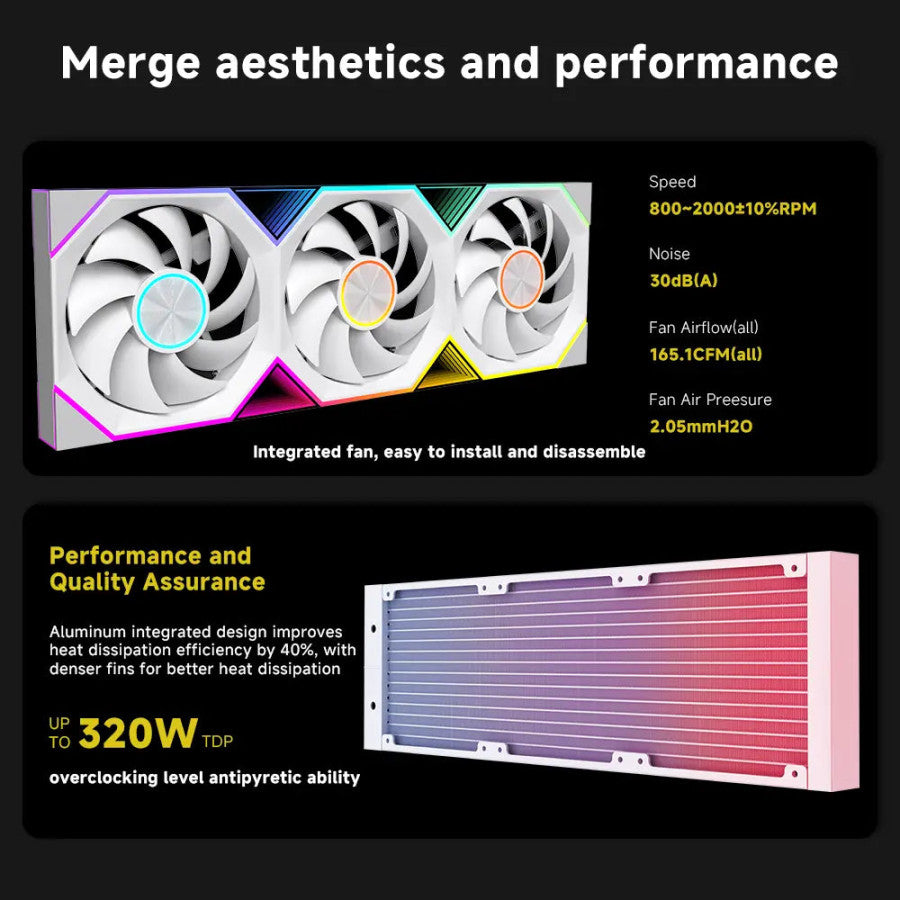 JUNGLE LEOPARD PRO FLOW 360 CPU Water AIO Cooler Liquid Cooling | 5.5-inch LCD Magnetic Screen (white) - مبرد مائي مع شاشه