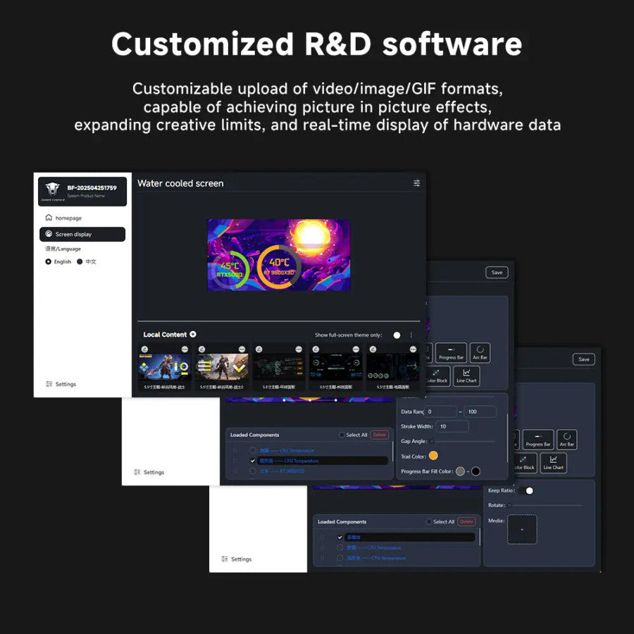 JUNGLE LEOPARD PRO FLOW 360 CPU Water AIO Cooler Liquid Cooling | 5.5-inch LCD Magnetic Screen (white) - مبرد مائي مع شاشه