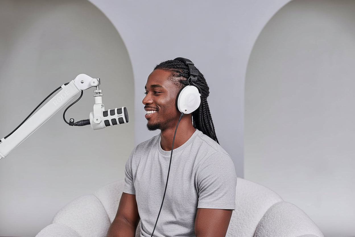 Rode PodMic XLR Dynamic Podcasting Microphone White - ميكروفون احترافي أبيض