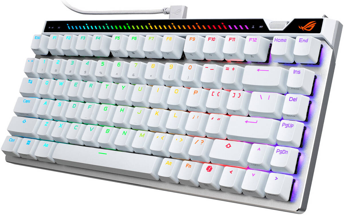 ASUS ROG Falchion Ace 75 HE Gaming Keyboard, Magnetic Switch, Hot-Swappable, English-Arabic Layout White - كيبورد اسوس مغناطيسي أبيض