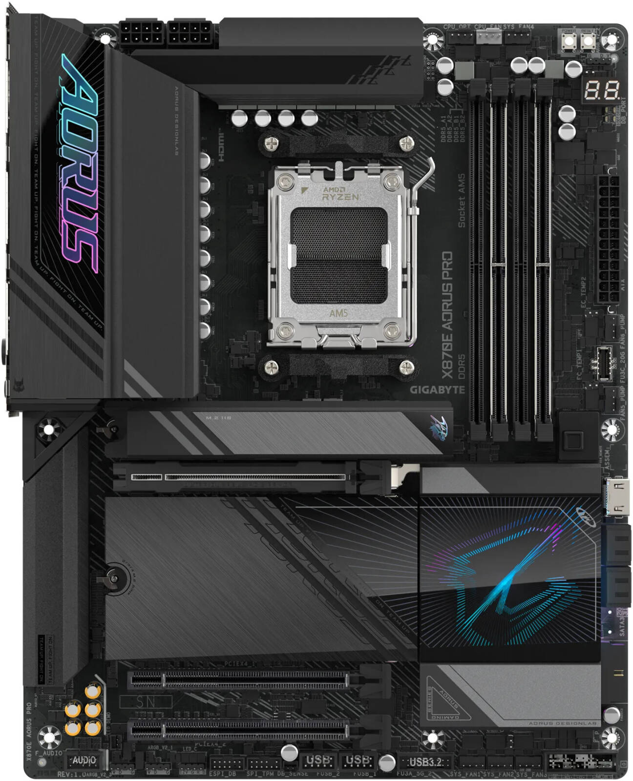 GIGABYTE X870E AORUS PRO  Wi-Fi 7 , Bluetooth 5.3 ATX Motherboard, AMD X870E Chipset ,  DDR5 - لوحه ام