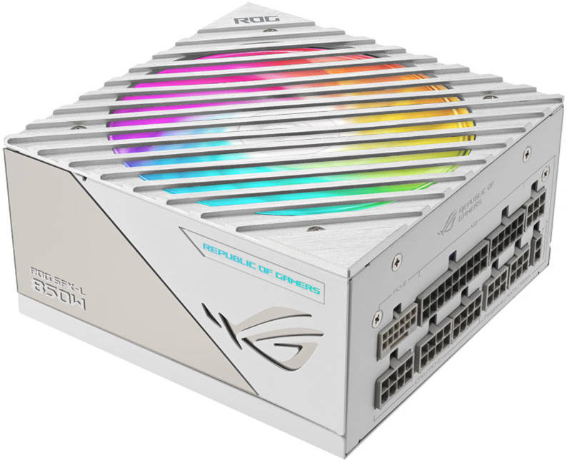 Asus Rog Loki SFX-L 850W Power Supply Unit, 80 Plus Platinum, Fully Modular, PCIe Gen 5.0, 120mm ARGB-Illuminated Fan & Aura Sync, ROG Heatsinks, 0dB Fan Button, White Edition