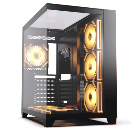 Acegeek Horizon Three sided Tempered Glass ATX Mid Tower Gaming Case - Black - كيس - PC BUILDER QATAR - Best PC Gaming Store in Qatar 