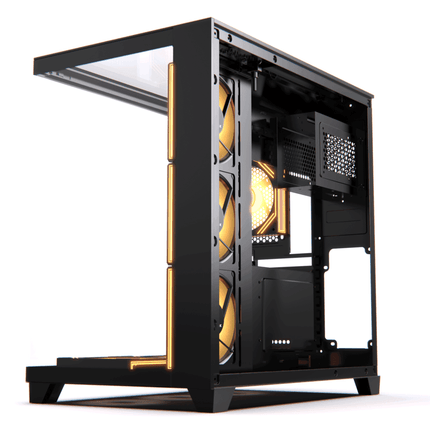 Acegeek Horizon Three sided Tempered Glass ATX Mid Tower Gaming Case - Black - كيس - PC BUILDER QATAR - Best PC Gaming Store in Qatar 