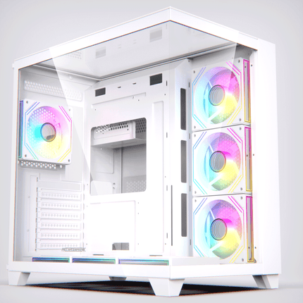 Acegeek Horizon Three sided Tempered Glass ATX Mid Tower Gaming Case - White - كيس - PC BUILDER QATAR - Best PC Gaming Store in Qatar 