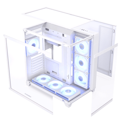 Acegeek Horizon Three sided Tempered Glass ATX Mid Tower Gaming Case - White - كيس - PC BUILDER QATAR - Best PC Gaming Store in Qatar 