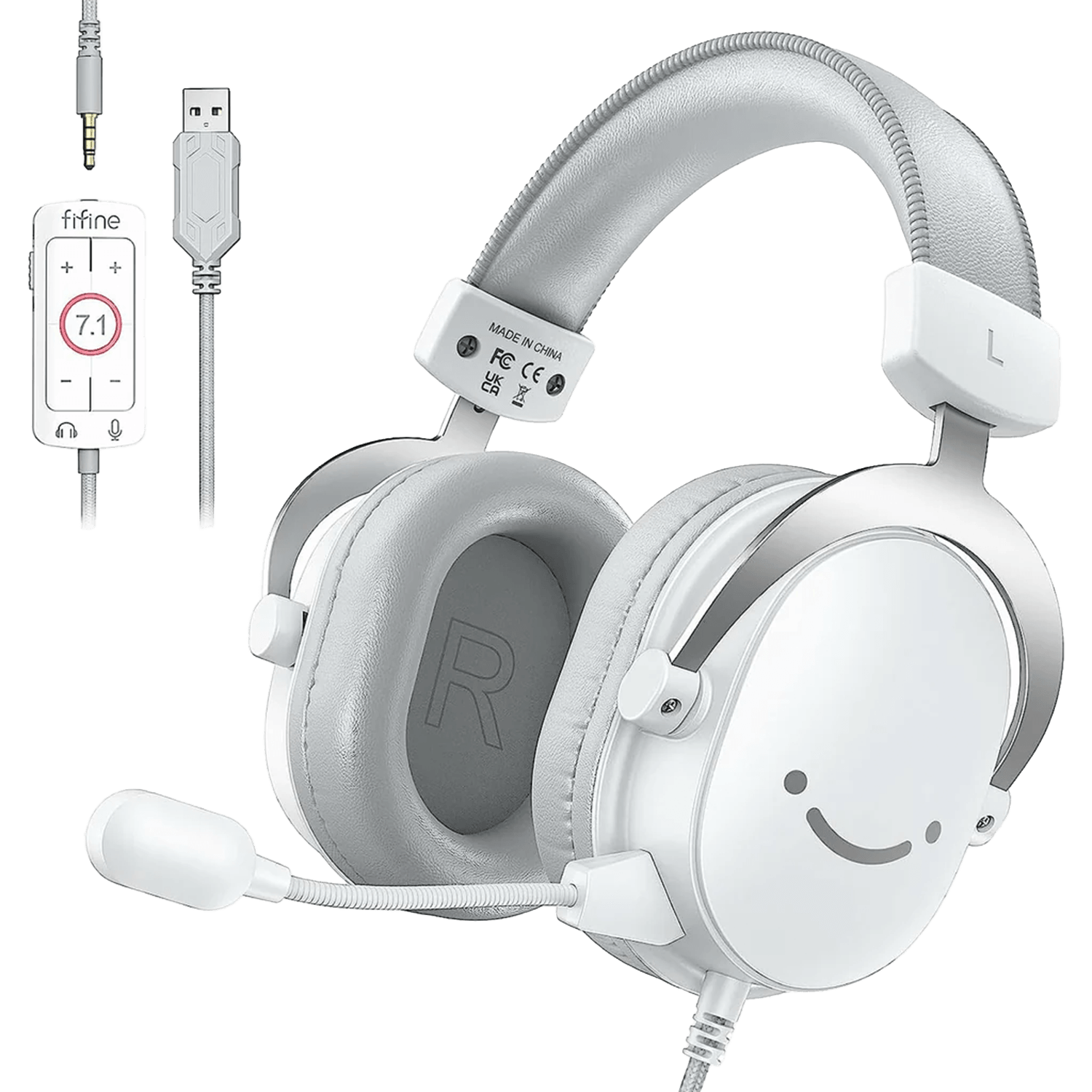 FIFINE H9 Headset 7.1 Surround Sound for Console/PC White - سماعات محيطية FIFINE H9 Headset 7.1 Surround Sound for Console/PC White - سماعات محيطية