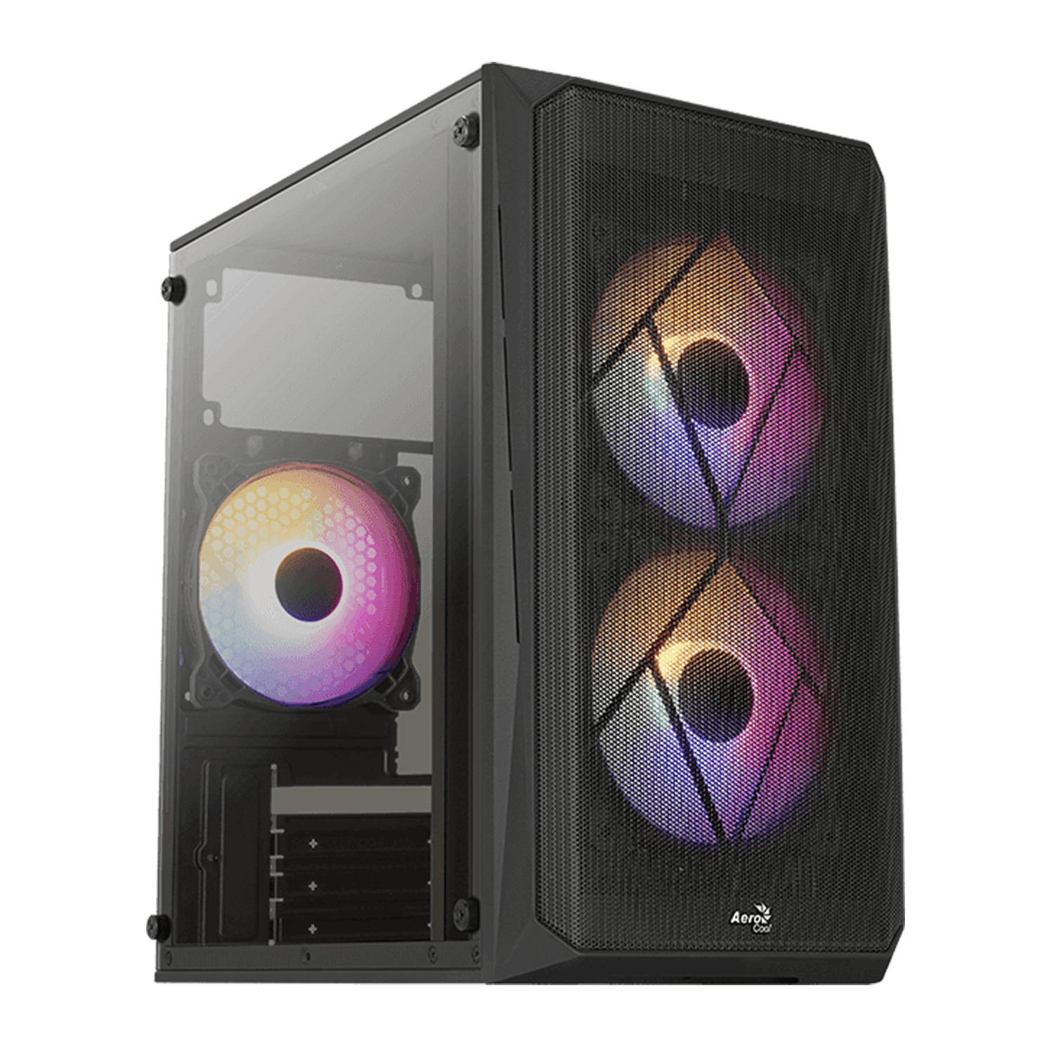 Aerocool CS-107 FRGB Mini Tower Case - Black - كيس Aerocool CS-107 FRGB Mini Tower Case - Black - كيس