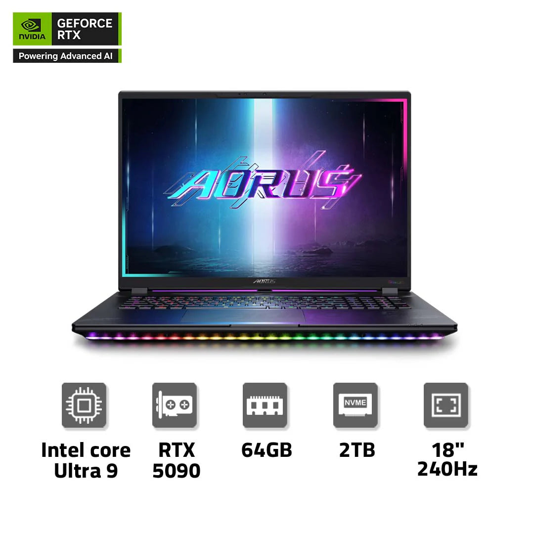 Gigabyte AORUS MASTER 18 BZH AM8H Gaming Laptop-  RTX™ 5090 , Intel® Core™ Ultra 9 , 18.0“ 240Hz - حاسوب محمول اسطوري