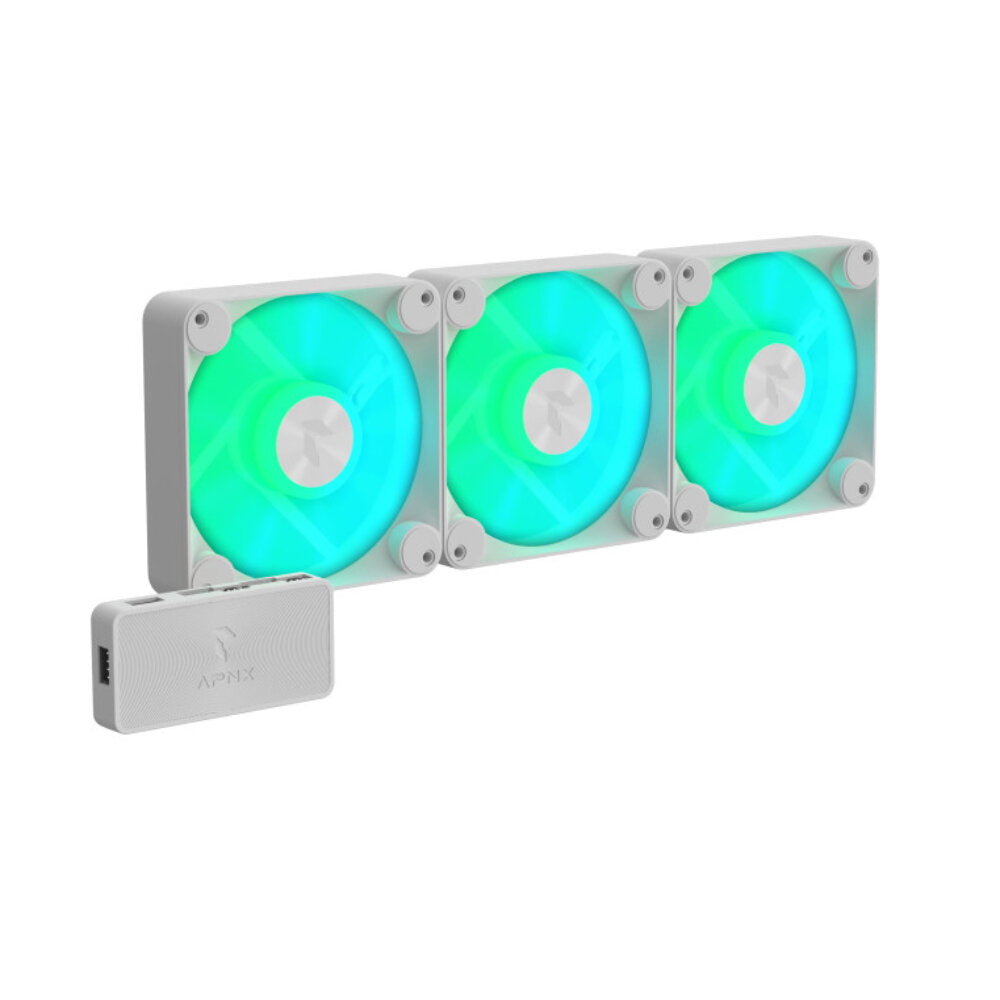 APNX FP1-R 120 ARGB 3 Pack Fan - White - مراوح بيضاء APNX FP1-R 120 ARGB 3 Pack Fan - White - مراوح بيضاء
