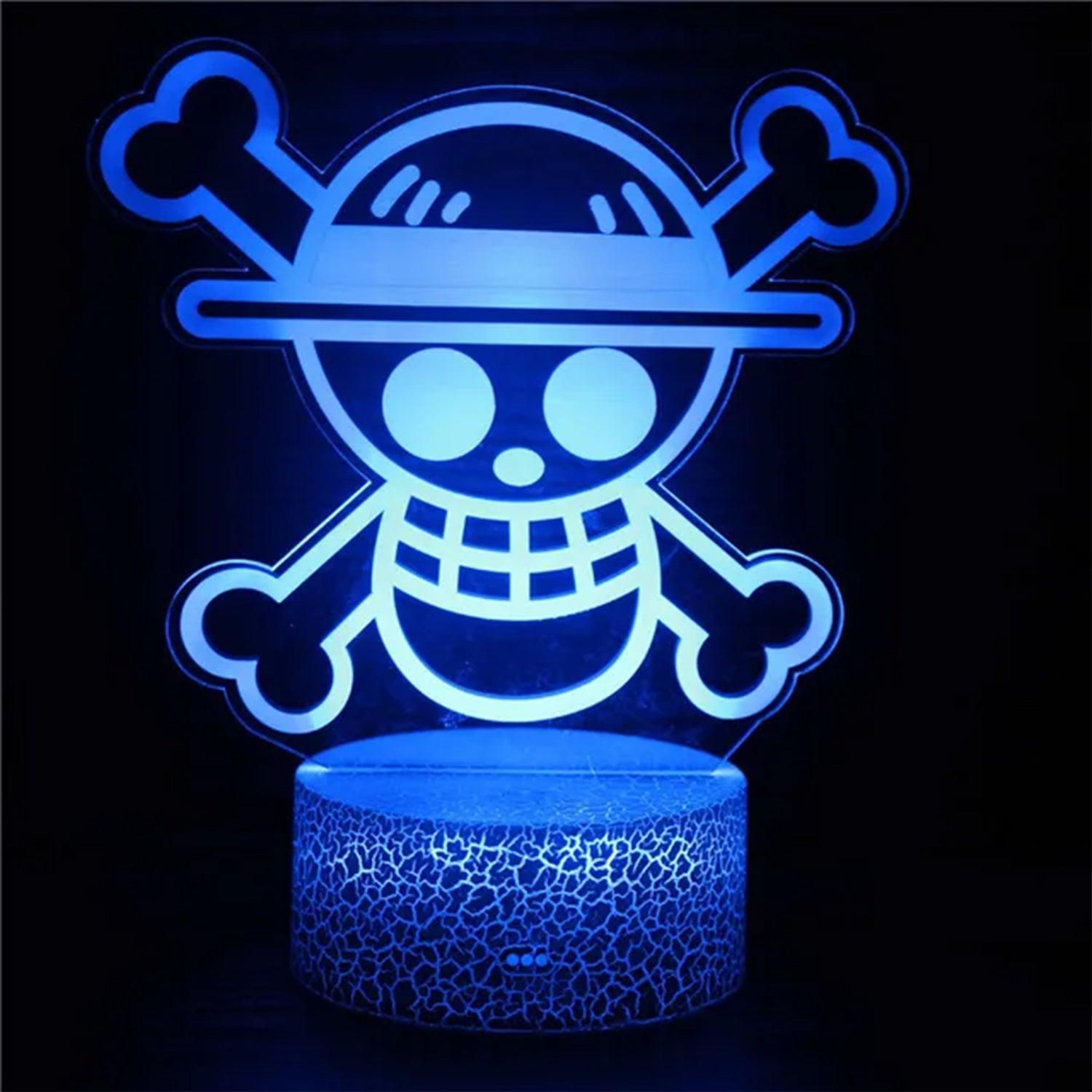 Straw Hat Logo - One Piece Anime Night Lights Action Figure 3D LED Toys Table Lamp - مجسم انمي ثلاثي الابعاد