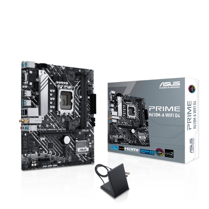 ASUS Prime H610M-A WIFI D4 mATX Motherboard for Intel LGA1700 - اللوحة الأم - PC BUILDER QATAR - Best PC Gaming Store in Qatar 