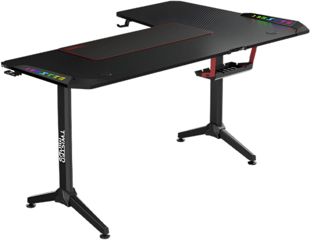 Twisted Minds Warrior L Shaped Left Gaming Desk, 160CM*100CM*75CM Size Black - طاوله زاويه سوداء