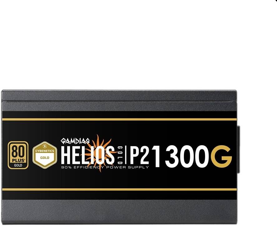 Gamdias Helios P2 1300G Power Supply, 1300W 80 Plus Gold Efficiency/Cybernetics Gold, Fully Modular, Native 12VHPWR Cable, PCIe Gen 5.0 Ready, Dual-ball Bearing Fan, Black - مزود طاقه