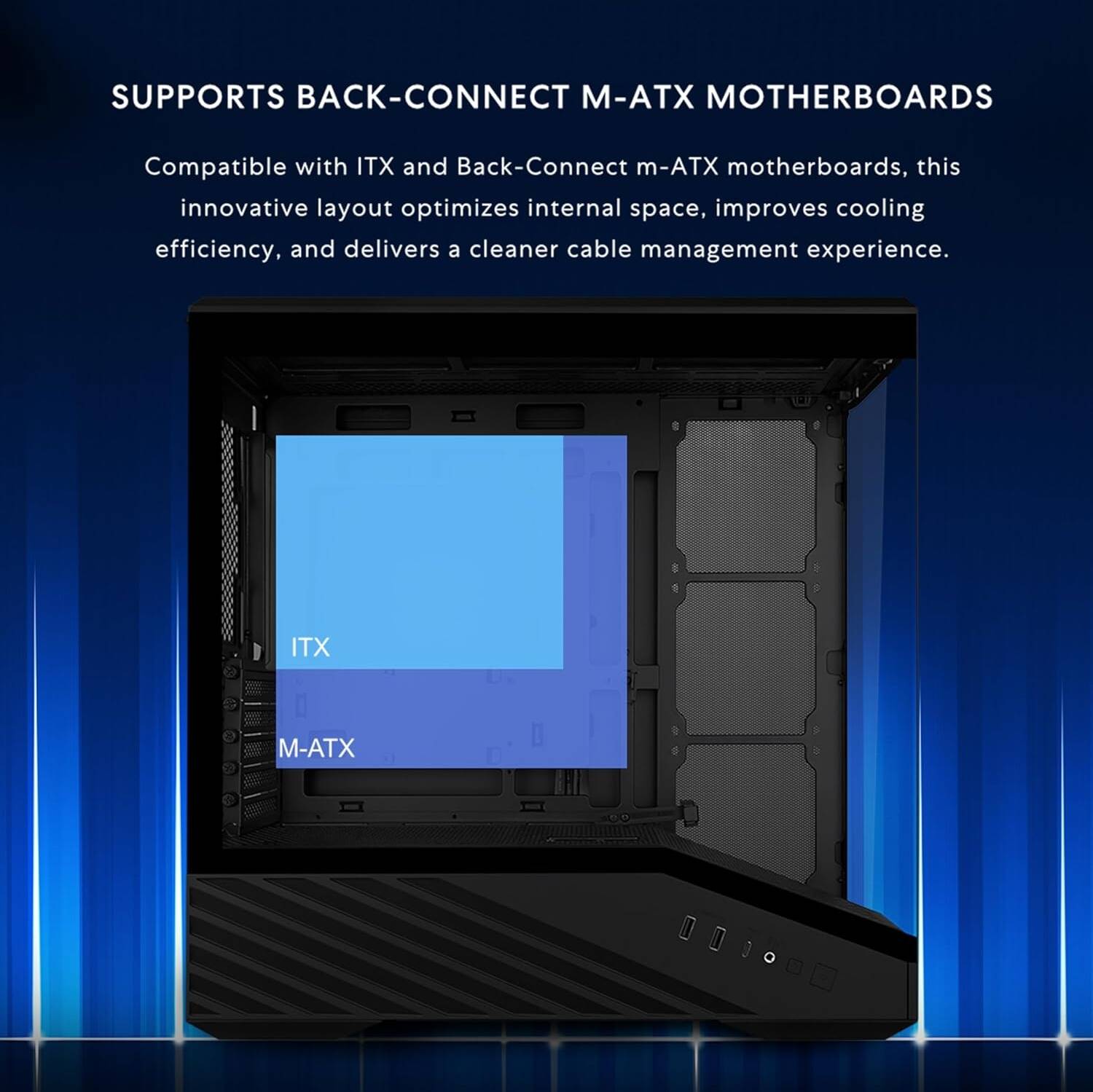 Lian Li Vector V100R Mini MicroATX Black Case, 360mm Radiator, Tempered Glass Black - كيس اسود