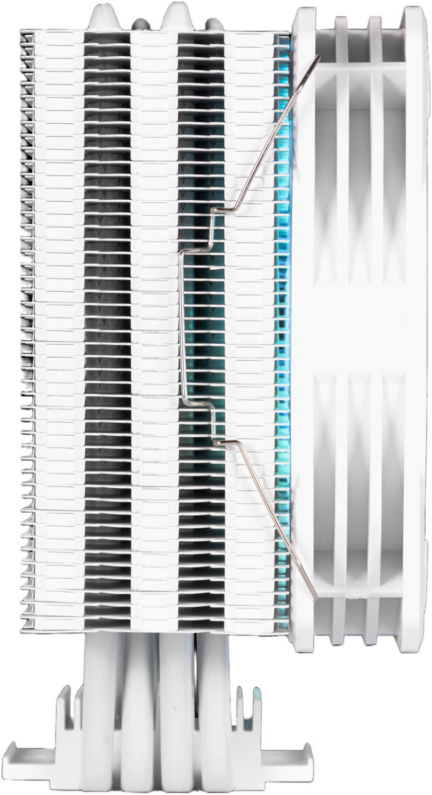 Gamidas BOREAS E1-410 CPU Cooler, High Airflow PWM Fan, 4 Copper Heat Pipes with Direct Contact, Built-in rainbow wave LED Effect, Hydraulic Bearing, White - مبرد هوائي أبيض