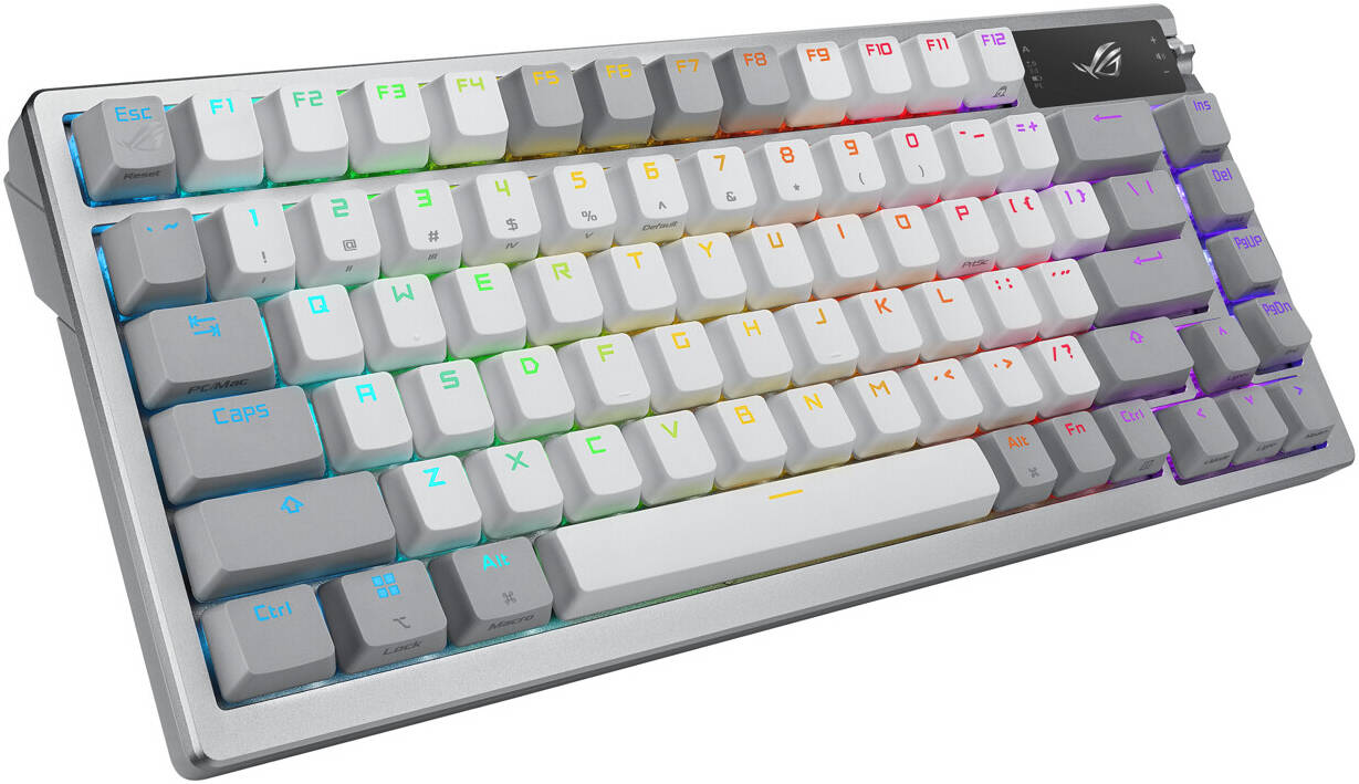 Asus ROG Azoth 75 Wireless Mechanical Gaming Keyboard RGB (EN/AR), OLED Display, ROG NX Red Switches, White - لوحة مفاتيح مع شاشه