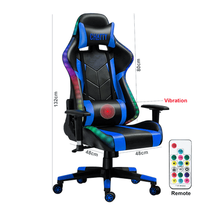 Chatty Adjustable Comfortable massage Luxury RGB Gaming Chair BLUE Color "548-2-4" - كرسي أزرق مميز مزود بمساج وأضائه