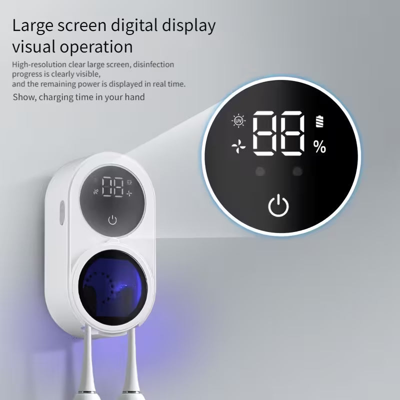 Dual Automatic Toothbrush Sterilizer Rechargeable UVC+UVA ABS Material - منظف فرشات اسنان