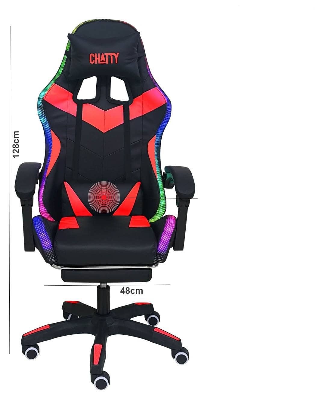 RGB Leather Gaming Chair with Footrest & Vibration – 