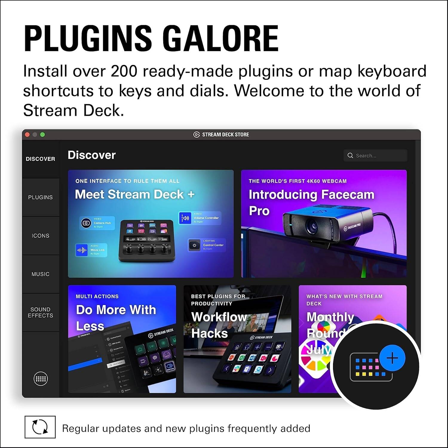 Elgato Stream Deck +, Audio Mixer, Production Console and Studio Controller for Content Creators, Streaming, Gaming, with customizable touch strip dials and LCD keys, works with Mac and PC - WHITE - مكسر صوت معه ستريم