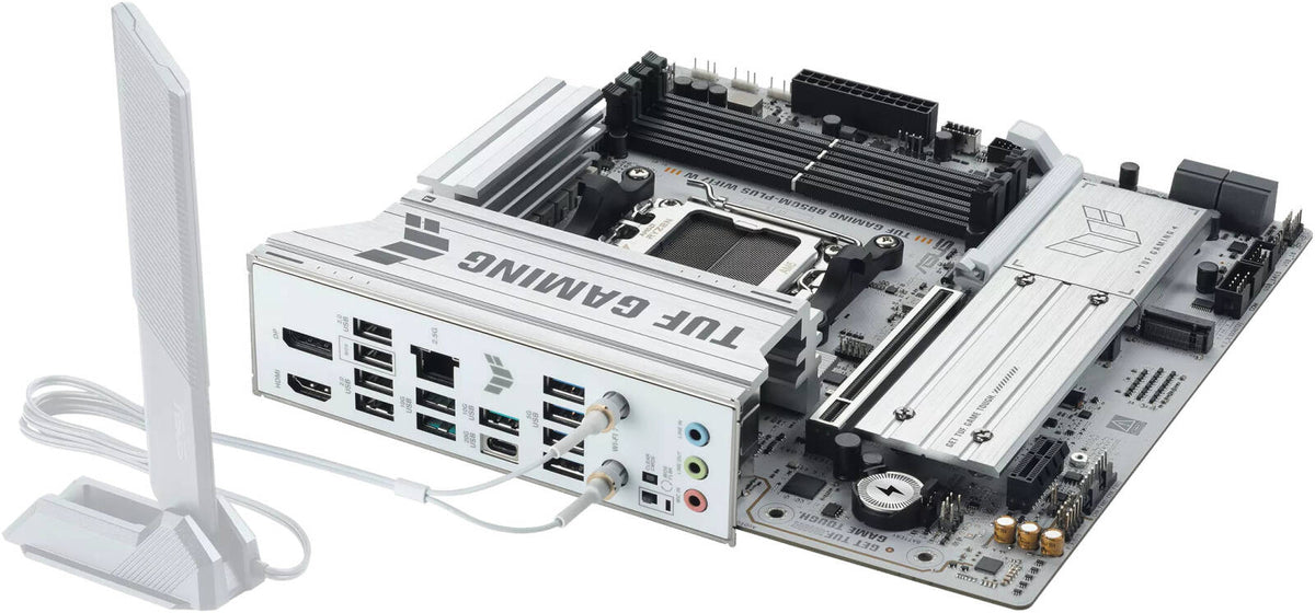 ASUS TUF Gaming B850M-PLUS WIFI7 W - White mATX AM5 Board, DDR5, PCIe 5.0, WiFi 7, 2.5Gb LAN, USB 20Gbps Type-C - ماذربورد