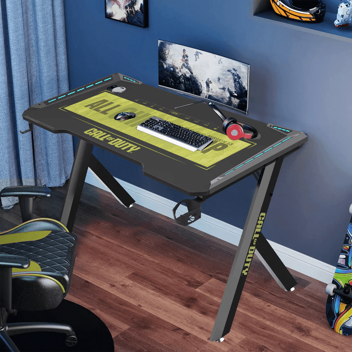 Computer Desk Pad Cod Call Of Duty (COD) Hawksbill Series RGB Flowing Light Gaming Desk With ...