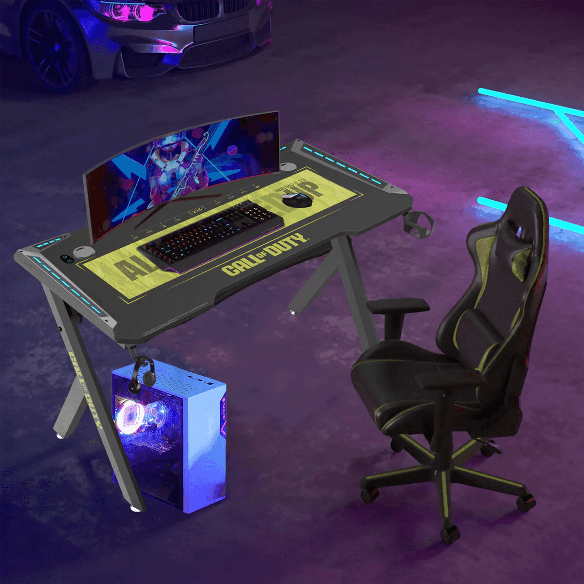 Computer Desk Pad Cod Call Of Duty (COD) Hawksbill Series RGB Flowing Light Gaming Desk With ...