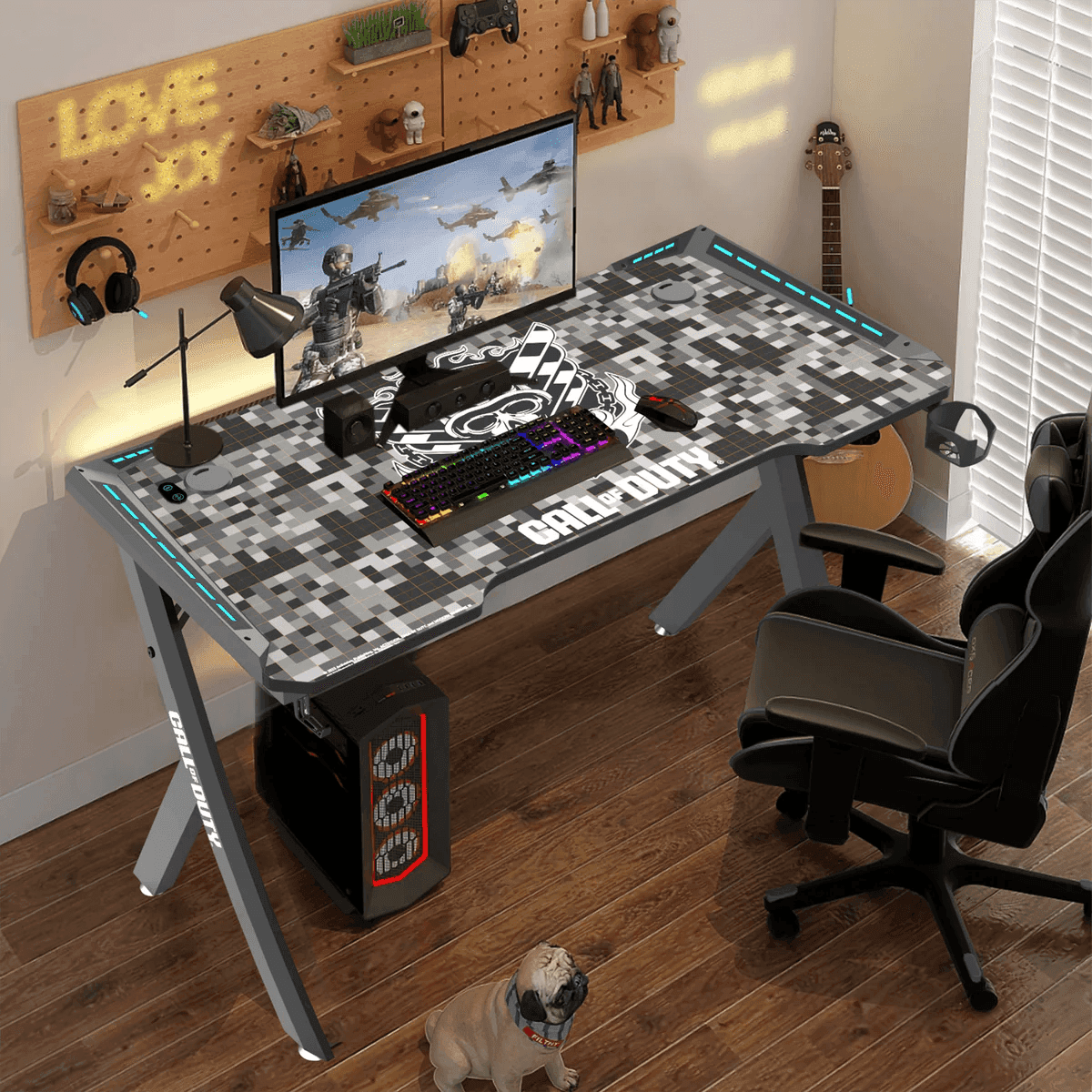 Computer Desk Pad Cod Call Of Duty (COD) Hawksbill Series RGB Flowing Light Gaming Desk With ...