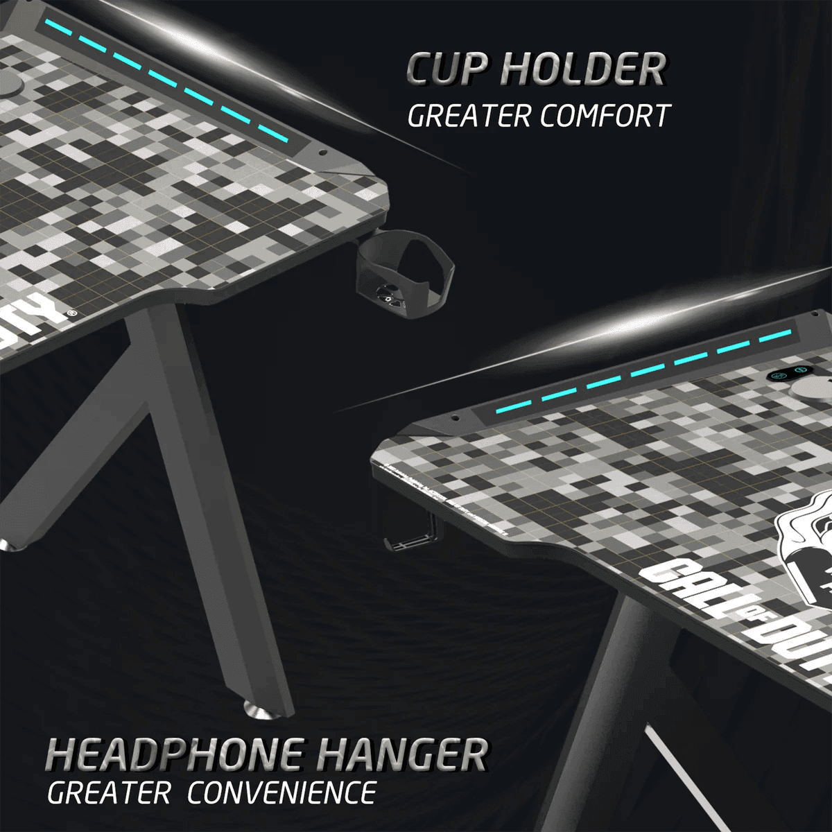 Computer Desk Pad Cod Call Of Duty (COD) Hawksbill Series RGB Flowing Light Gaming Desk With ...