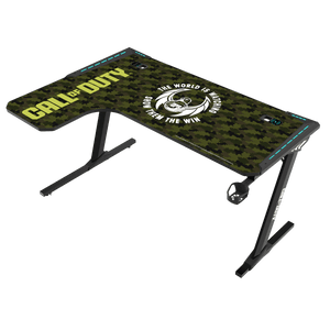 Call Of Duty (COD) Phantom XL-L Series L-Shaped RGB Flowing Light Gaming Desk With Mouse pad, Headphone Hook, Cup Holder, Cable Management, Gamepad Holder, Qi Wireless Charger & USB Hub - طاولة
