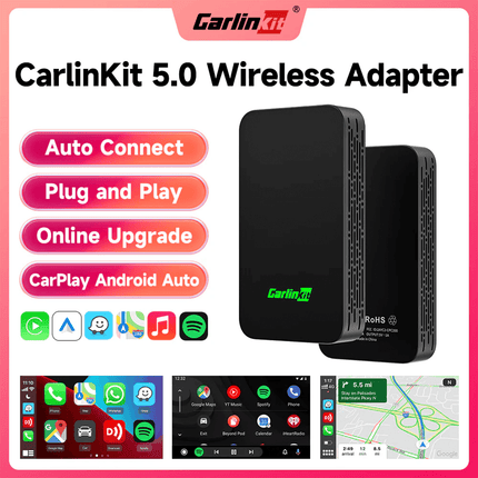 CarlinKit 5.0 WIRED TO WIRLESS CarPlay / Android Auto Wireless Adapter 4 in 1 Box - قطعة تحويل الكاربلاي الى لاسلكي - PC BUILDER QATAR - Best PC Gaming Store in Qatar 