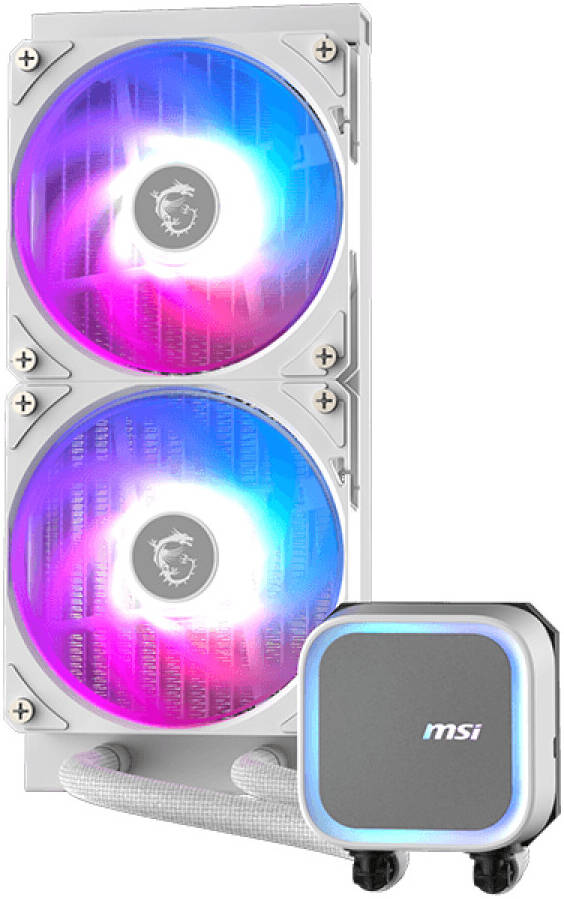 MSI MAG CORELIQUID A13 240 White AIO Liquid CPU Cooler (240mm Radiator, ARGB PWM Fans, Off-Center Copper Base, Intel LGA 1851/1700 & AMD AM5/AM4) - مبرد مائي أبيض