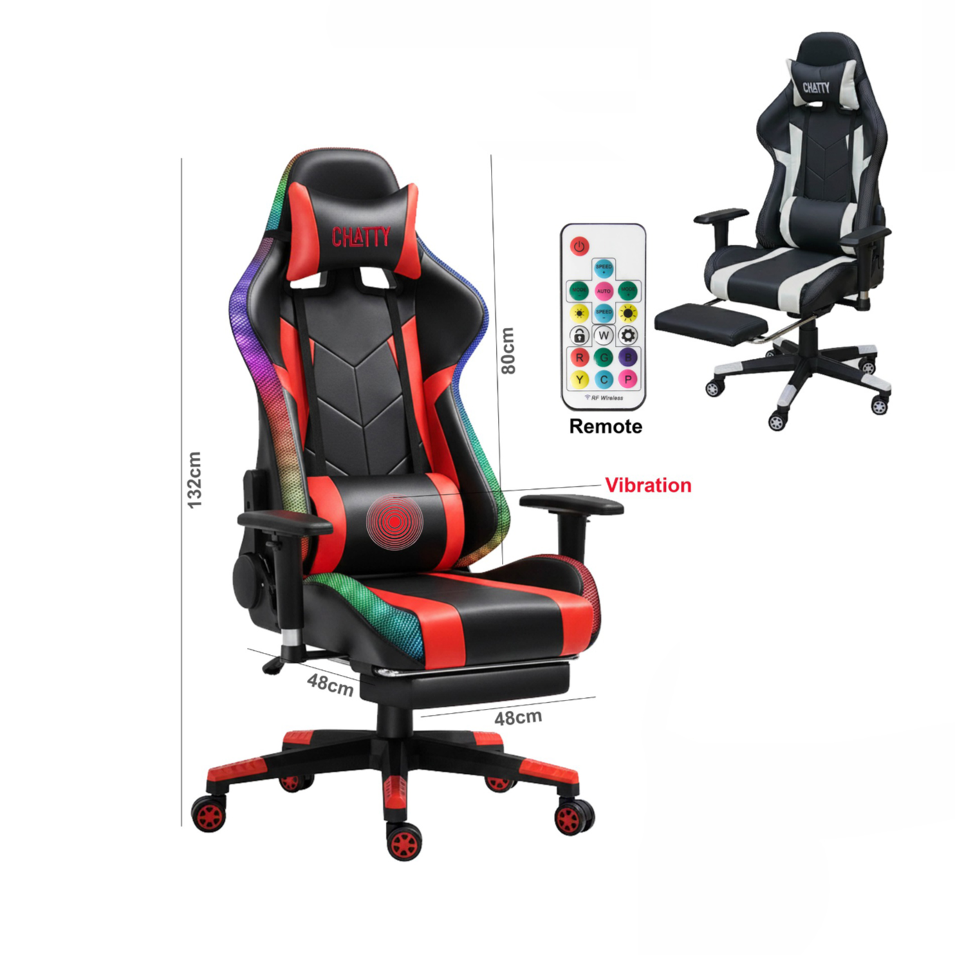 Adjustable Comfortable Luxury RGB Gaming Chair with Footrest – Vibration & Remote Control