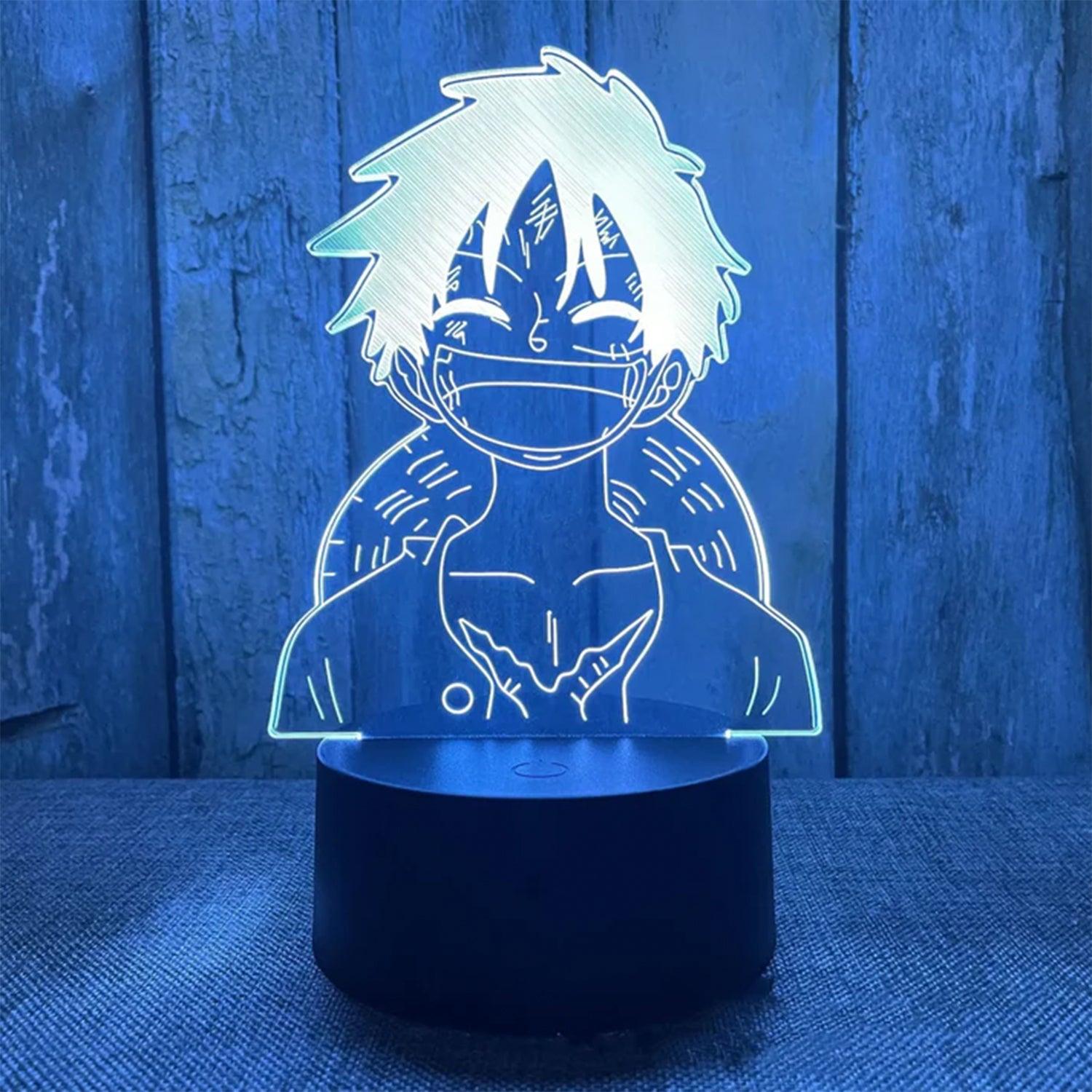 One Piece Zoro Luffy Nami Anime Night Lights Action Figure 3D LED Colo ...