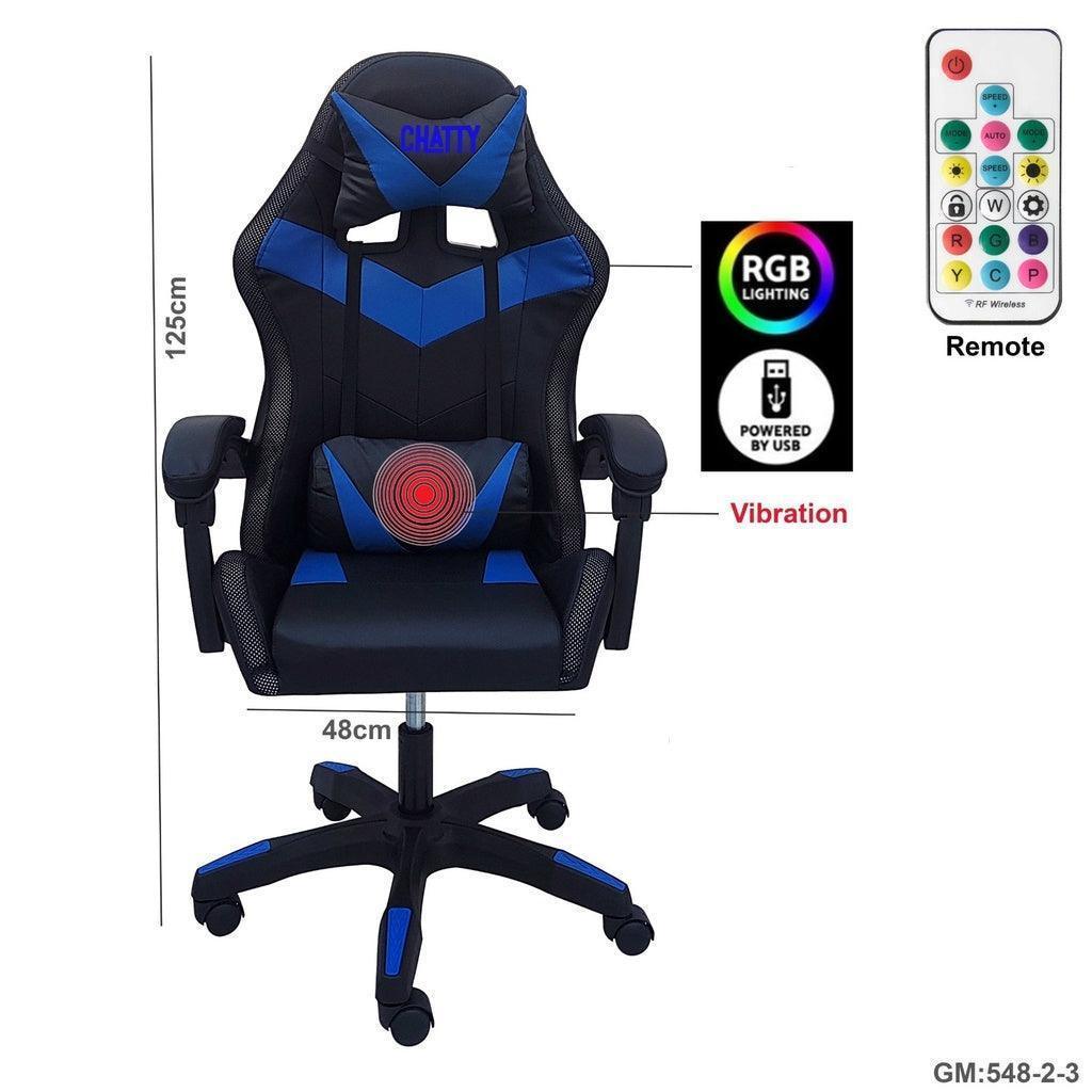 CHATTY Gaming Chair with RGB Light - Blue - PC BUILDER QATAR - Best PC Gaming Store in Qatar CHATTY Gaming Chair with RGB Light - Blue - PC BUILDER QATAR - Best PC Gaming Store in Qatar