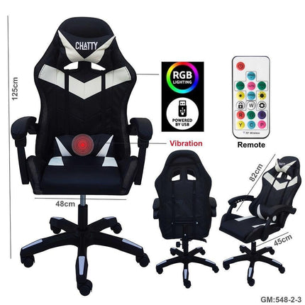 CHATTY Gaming Chair with RGB Light “548-2-3” - White - كرسي - PC BUILDER QATAR - Best PC Gaming Store in Qatar 