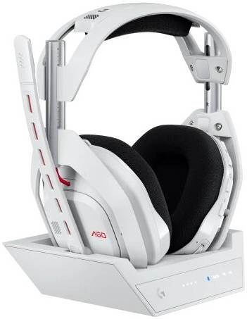 Logitech Astro A50 LIGHTSPEED Wireless Gaming Headset + Base Station (Gen 5), PRO-G GRAPHENE, Switch Between 3 Systems, USB-C to Xbox, PS5, PC/Mac or Nintendo Switch, Bluetooth, White
