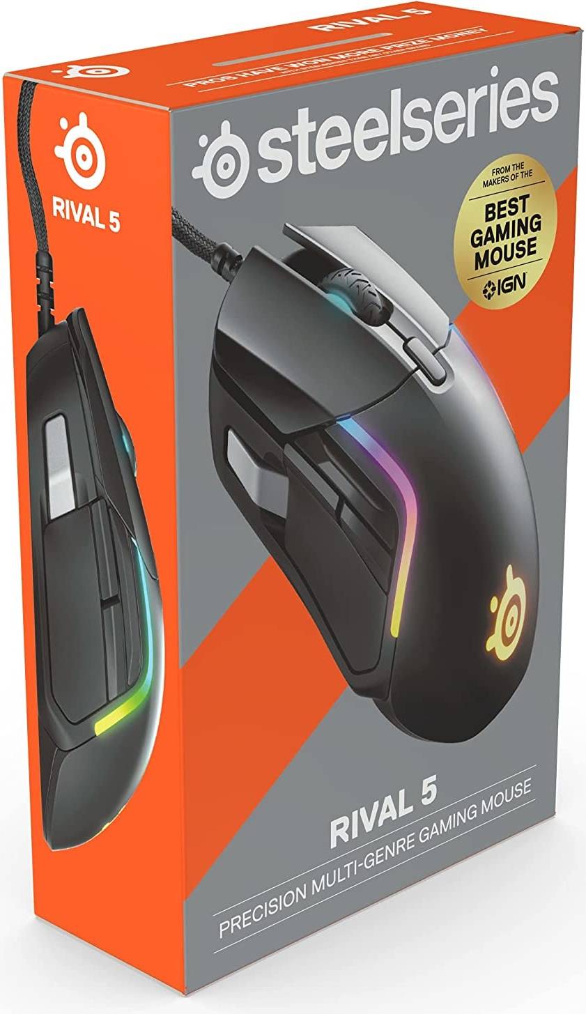 SteelSeries Rival 5 Gaming Mouse RGB, 18,000 CPI, 9  Buttons Black - ماوس احترافي